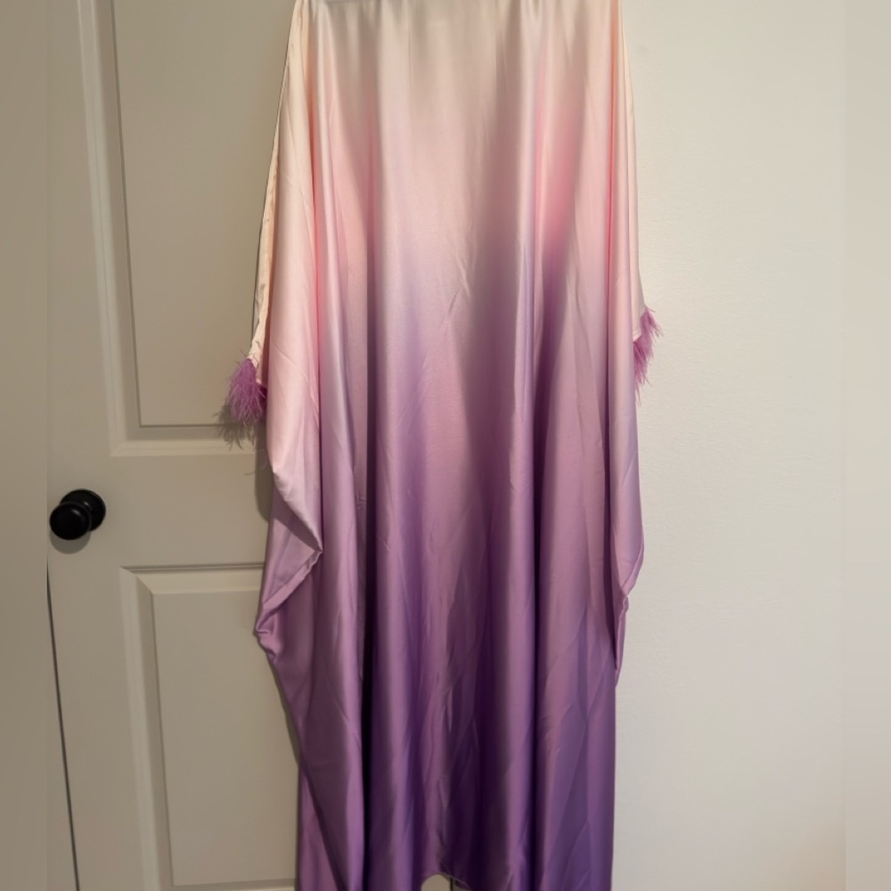 Purple Ombre Kaftan with Feather Details